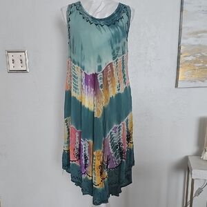 Teal Multicolor Sleeveless Dress